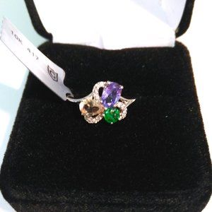 SOLD! Genuine Tanzanite Emerald & Serenite WG Ring